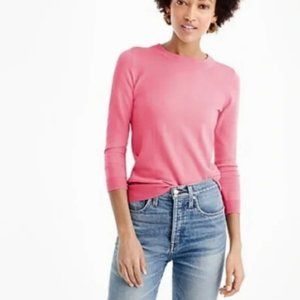 J Crew Womens Tippi Merino Wool Sweater 3/4 Sleeve Crew Neck Pink Size  Large